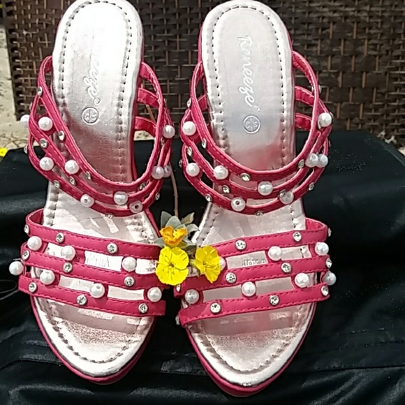 PINK BLING WEDGE HEELS - Picture 6 of 7